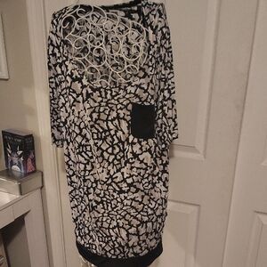 Anne Klein Black and White Abstract Dress